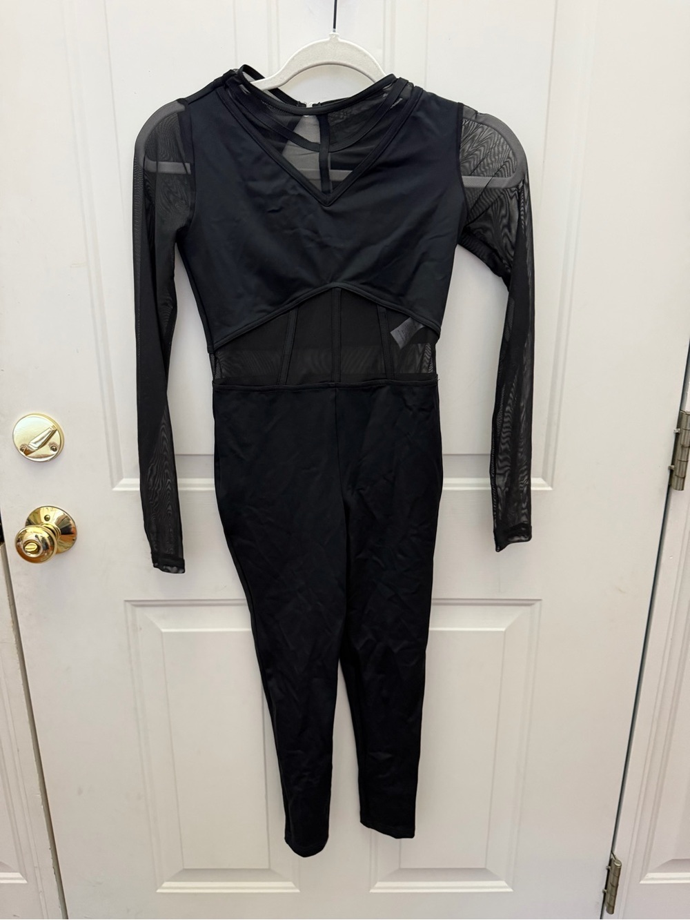 Weissman Black Mesh Panel Long-Sleeve costume